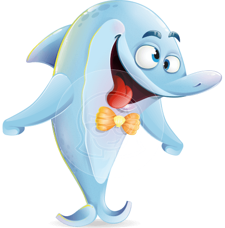 Funny Dolphin Cartoon Character Illustrations